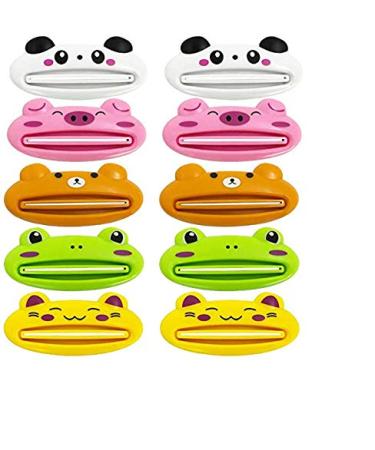 Luckycivia 10 PCS Toothpaste Dispenser Cute Cartoon Animal Plastic Toothpaste Cream Squeezers Toothpaste Tube Squeezer Dispenser Tool