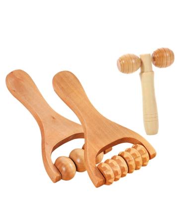 GLEAVI 1 Set Roller Massage Hand Roller Foot Sole Wood As Shown 15X8CM