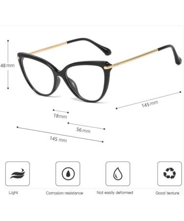 Buli Cat Eye Reading Glasses for Women - Oversized Black Prescription Glasses +2.00 with Spring Hinge - Buy Online on GoSupps.com