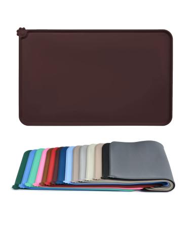 Audwud silicone waterproof dog and cat pet feeding matte anti-slip-tied bowl matt pet feeding mat 47x30 cm dark brown