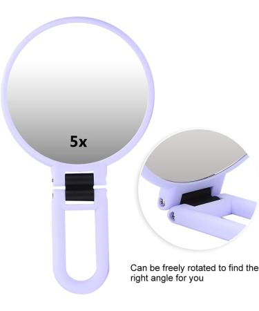 Portable Travel Mirror - 5X Magnifying Folding Cosmetic Mirror - Desktop Makeup Mirror - Small Size and Delicate (Purple) - Buy Online on GoSupps.com