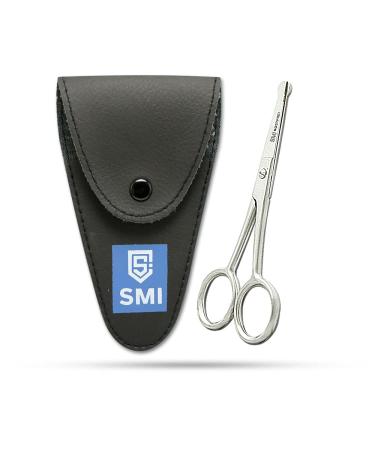 SMI - Nose Hair Scissors Round Tip Nose Scissors Moustache and Beard Scissors Small Grooming Scissors - with Pouch