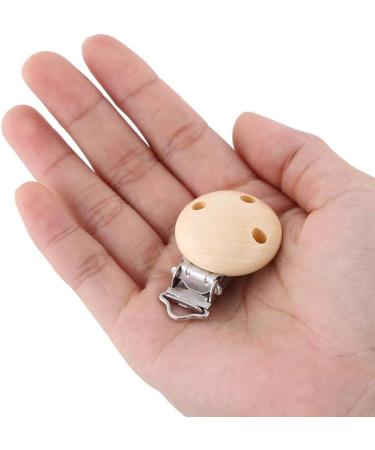 10pcs Natural Wood Baby Pacifier Holders - Cute Round Charm Clips for Boys and Girls - Buy Online on GoSupps.com