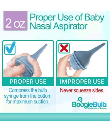 BoogieBulb Baby Nasal Aspirator - BPA Free - Blue 2 Ounce Bulb Syringe - Safe Nose Cleaner for Newborns, Toddlers & Adults - Reusable & Cleanable - Ear Syringe Nose Sucker - Buy Online on GoSupps.com