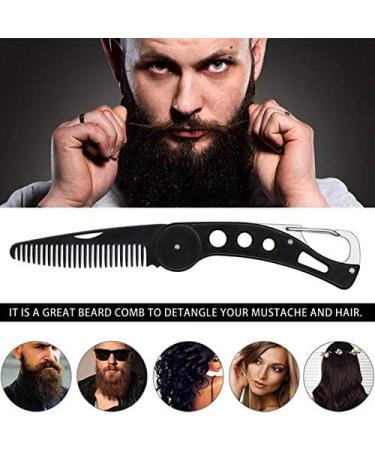 iPobie Folding Beard Comb Stainless Steel Beard Comb for Combing Hair Beards and Mustaches Folding Pocket Comb for Men - Buy Online on GoSupps.com