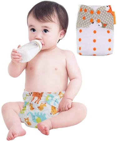 Hahago Baby Cloth Diapers - Washable Reusable All-in-One Pocket Diaper (4PCs Orange Fox Pattern) for Babies & Toddlers - Eco-Friendly & Comfortable - Buy Online on GoSupps.com