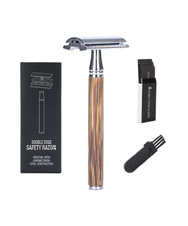 Double-cutting razor razor with a long handle and 5 standard double blades of safety shaver made of stainless steel Clean shave hair removal razor for men for women