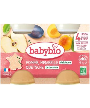Babybio Mirabelle from Meurthe and Moselle Apple from New Aquitaine Pots 260 g - Pack of 6 - Buy Online on GoSupps.com