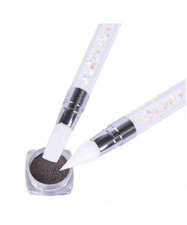 Zonster 1 Piece Nail Art Brush Glitter Picker Pen Silicone Powder Carving Handle Nail Gel Double DIY Manicure Tool