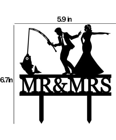 Funny Fishing Wedding Cake Topper - Just Wait a Second - The Bride Urges Groom to Get Married Fishing Couple Cake Topper Mr & Mrs Wedding Cake Topper (Fishing Couple) - Buy Online on GoSupps.com