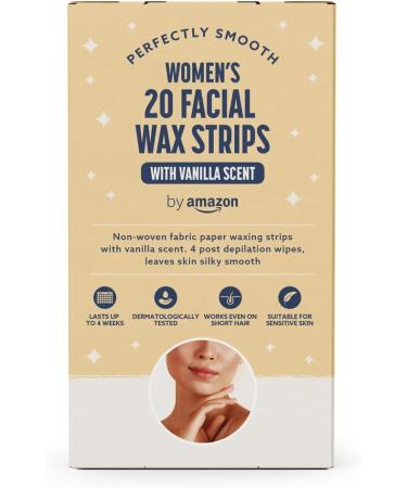 Buy By Amazon Face Wax Strips with Vanilla Fragrance - 20 Soft Fabric Strips + 4 Post-Depilation Cloths | Smooth Skin Easy Hair Removal - Buy Online on GoSupps.com