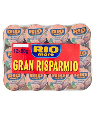 Rio Mare : Lot de 12 bo tes de thon au huile d'olive qualit thon jaune pack de 12 80g (2 82oz) chacune 960g (33 86oz) au total