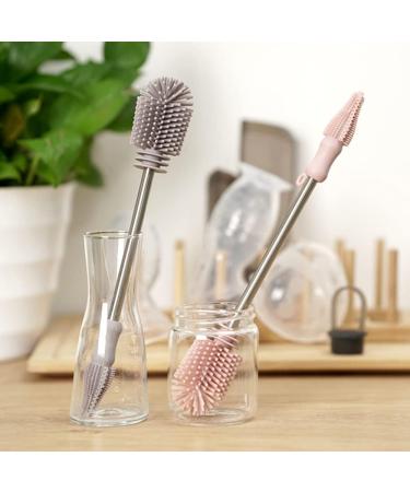 Haakaa Silicone Cleaning Brush - Baby Bottle & Pump Cleaner | Reusable, All-Round, Sturdy Bristles - Pink Blush - Buy Online on GoSupps.com
