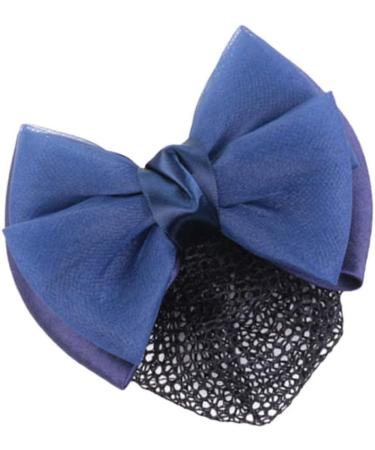 Bowknot Snood Net Barrette Hair Clip Bow Bun Cover Elastic Women Lady Hair Accessories Decor (Dark Blue) - Buy Online on GoSupps.com