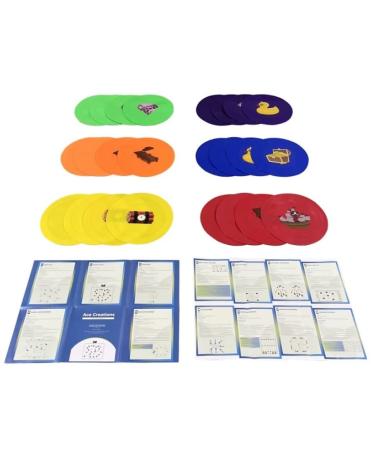 Ace Creations Complete Gym Class Lesson Plan Kit Includes 24 Poly Vinyl Spot Markers, Booklet with 13 Unique Games, Custom Stickers for PE Teachers, Coaches