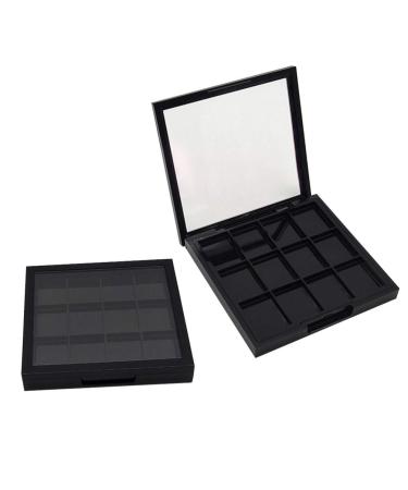 FOMIYES Black Eyeshadow Eyeshadow Dish Empty 12 Grids Eye Shadow Pallet for Women Beginners Ladies Girls DIY Their Blush Pressed Powder and Foundation 1pcs (black) Clear Container