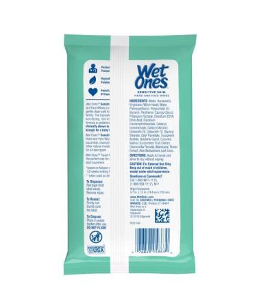 Wet Ones Sensitive Hand & Face Wipes - 20 Count Travel Pack (Pack of 5) - 100 Wipes Total - Buy Online on GoSupps.com