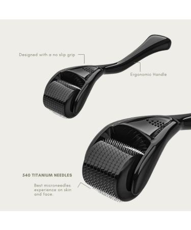 Derma Roller Microneedle for Face & Beard Growth Kit - 0.5mm Black Roller for Men - Hair Growth & Care Scalp Roller - Buy Online on GoSupps.com