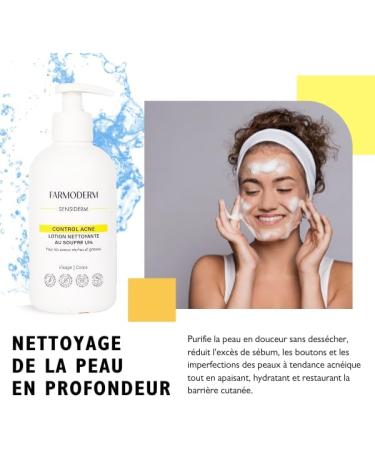 FARMODERM ACNE CONTROL Sulfur Cleanser - Oily Skin and Anti-impurities - Anti Pimples and Blackheads on face nose back body - Care for acne-prone skin - 300ml With dosing pump - Buy Online on GoSupps.com