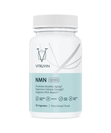VITRUVIN NMN 500mg - Ultra-Absorbable Vegan Non-GMO Gluten-Free Gelatin-Free - 1 Bottle 30 Capsules