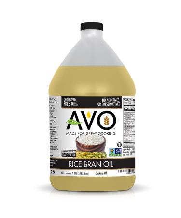 AVO NON GMO 100% Rice Bran Oil, 1 Gallon, No Preservatives Added