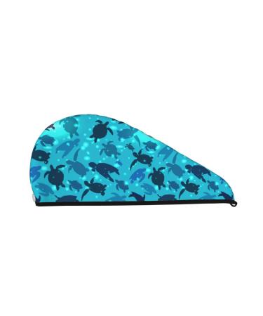 Hair Towel Wrap Hair Drying Towel with Button Towel Turban Head Towel to Dry Hair Quickly (World Turtle Day)