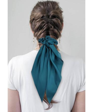 Cinaci 12 Pieces Solid Silky Satin Chiffon Hair Ties with Long Ribbon Bow Tail Hair Scrunchies Ponytail Holders Rubber Bands Accessories for Women Girls Teens - Buy Online on GoSupps.com