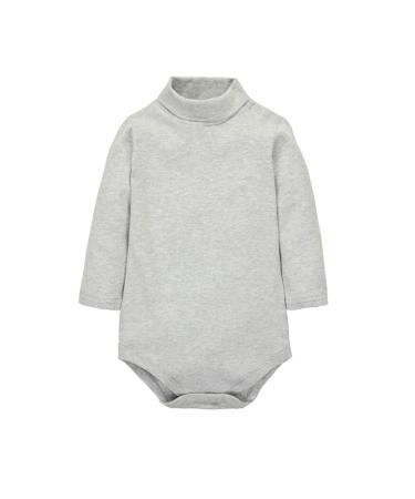 CuteOn Baby Boys Girls Solid Color Basic Turtleneck Cotton Bodysuit Jumpsuit Gray 6 Months 6 Months Gray