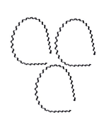 FRCOLOR Metal Headband Hairband Wave Shape for Women Men Football Running Sports 3 PIECES (Black)