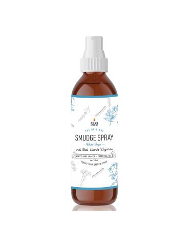 Soul Sticks Smudge Spray for Cleansing Negative Energy and Purifying Home | Made with White Sage and Quartz Crystals | 3.5 oz. Bottle (White Sage)