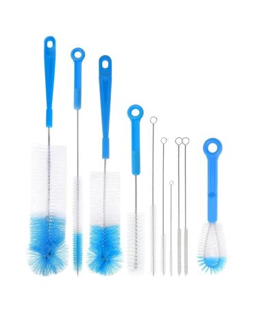 qazaa 10 Pack Bottle Cleaning Brush Set Long Handle Stainless Steel Bottle Cleaner Brush Deep Cleaning Handle Brush Set