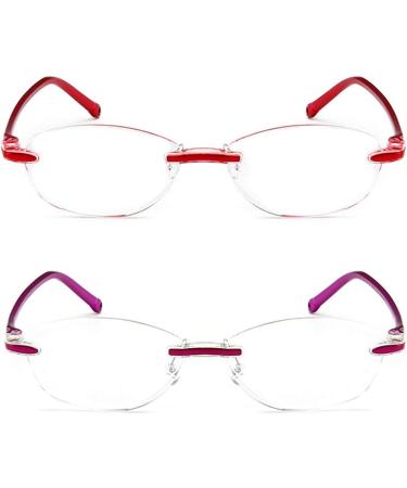 Inlefen 2 Pack Rimless Reader Glasses for Men & Women | Blue Light Blocking Computer Reading Glasses - 250.0 - Buy Online on GoSupps.com