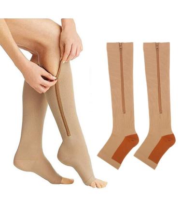 LADDA 2 Pairs Compression Socks with Zipper Compression Socks with Zipper Protection for Skin Protection Skin Color XL