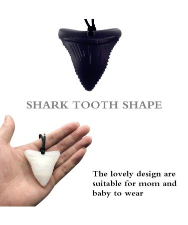 Chewing Ring Necklace - Silicone Shark Tooth Shape for Adults & Babies | Sensory Tools for Autism ADHD & Dental Care - 2 Pieces - Buy Online on GoSupps.com