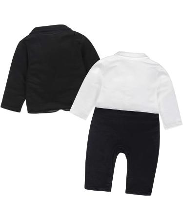 AmzBarley Baby Boys Gentlemans Tuxedo Romper | Long/Short Sleeve Dress Shirt, Pants, Vest, Bowtie | Birthday & Holiday Party Outfit | Black 12-18 Months - Buy Online on GoSupps.com