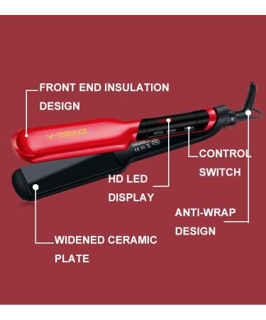 Permanent Ceramic Coating Hair Straightener | Professional Flat Iron in Red - Ultimate Styling Tool - Buy Online on GoSupps.com
