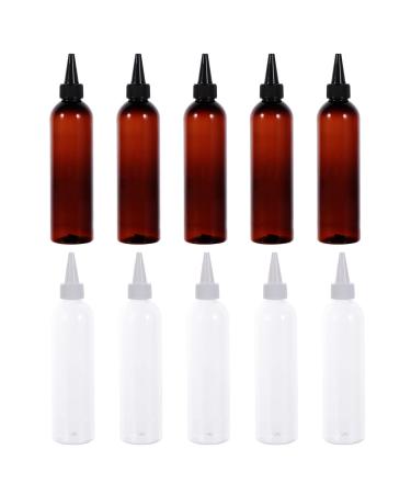 Minkissy Pack of 10 250 ml Hair Colour Bottle Applicator Hair Squeeze Bottles Shampoo Container with Twist Top Cap Pet Refillable Bottles for Hair Colour Painting (Transparent)