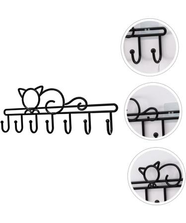 OFFSCH 7 Kitten Wall Hanging Key Fob Coat Hangers Wall Mounted Hooks Door Organizer Cupboard Storage Rack 46X14.5CM Black - Buy Online on GoSupps.com