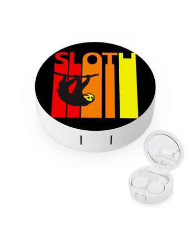 Vintage Retro Sloth Round Case For Contact Lens Kit Storage Box with Mirror Printed
