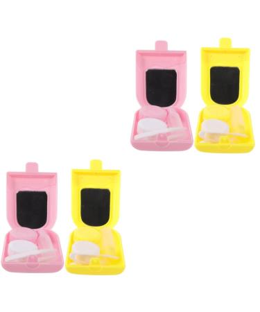Healeved 4 sentences contact lens container mirror film etui for contact lenses practical contact lens organizer container for contact lenses lentil holder Colored contact lenses Consuming box glass 8x5cmx2pcs Random color x 2 pieces
