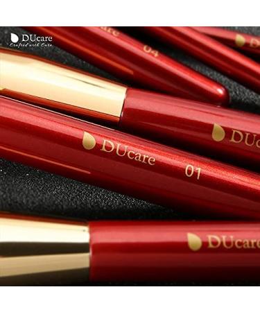 Ducare 10-Piece Professional Makeup Brush Set with Cosmetic Bag | Premium Synthetic Kabuki & Eye Brushes for Flawless Blending - Buy Online on GoSupps.com