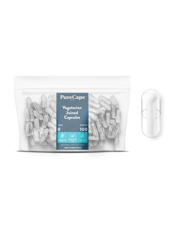 PureCaps USA - Empty Vegetarian Vegan Delayed Release Pill Capsules Size 0 100 Empty Joined Vegetarian Pills Clear Non-GMO Certified Kosher Gluten Free Halal Certified Preservative Free