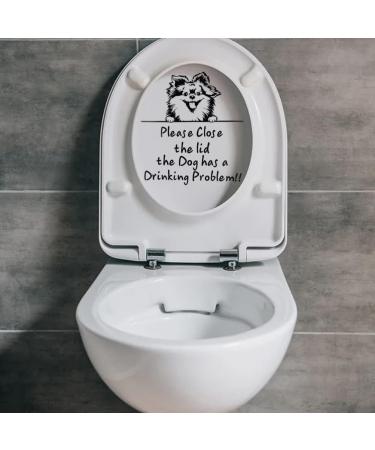 Gohhey Toilet sticker please close lid the dog has a drinking problem removable DIY wall decal PVC wall wallpaper bathroom toilet lid wall tattoo - Buy Online on GoSupps.com