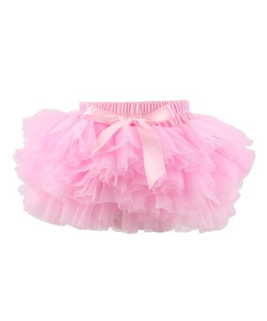 HOOLCHEAN Infant Toddler Baby Girls Super Soft Fluffy Tutu Skirt with Diaper Cover Bloomer 1-2 Years Pink