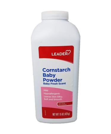 Leader Cornstarch Baby Powder Baby Fresh Scent 15 oz (Pack of 2)
