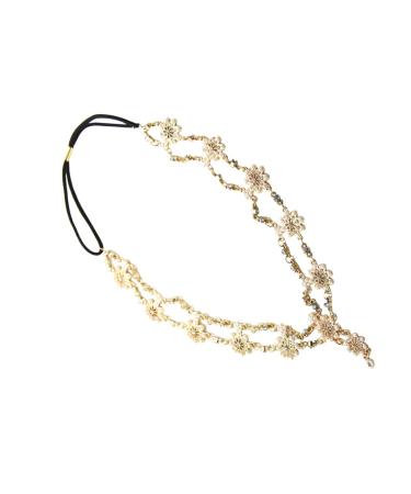 Beatifufu Rhinestone Elastic Headband Hair Bands for Womens Hair Gypsy Forehead Chain Hair Jewels for Women Elastic Headbands for Women Elastic Rhinestone Headwear Bridal Head Alloy Material