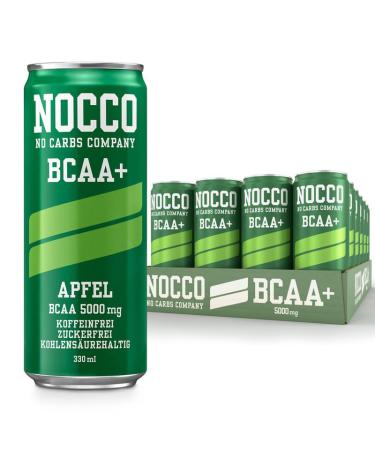 Nocco BCAA Energy Drink-Sugar-free vegan energy drink with caffeine vitamins and amino acids-apple taste 24 x 330ml including deposit (apple) Apple