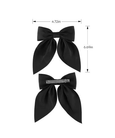 2PCS Soft Silk Bow Hair Clips for Women Girls | Cute Duckbill Bow Clips for Back to School & Wedding Party | Black & Off-White Hair Accessories - Buy Online on GoSupps.com