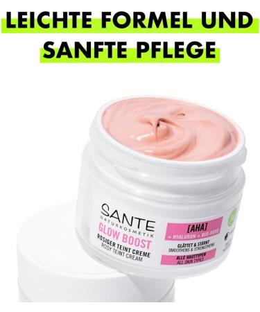 SANTE Naturkosmetik Glow Boost Pink complexion cream with AHA hyaluron and organic rose nourishing day cream for smooth and radiant skin for an immediately rosy fresh glow 50 ml - Buy Online on GoSupps.com