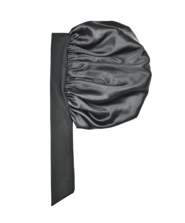 Satin Silk XL Hair Bonnet for Long Curly Hair - Black+Rose - Buy Online on GoSupps.com